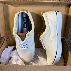 Sperry Top-Sider White & Tan Boat Shoes Men’s 10.5W NWT